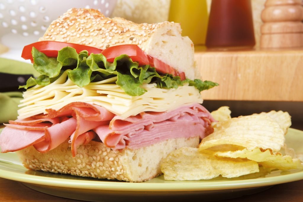 Ham cheese Sandwich with chips
